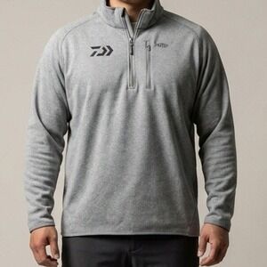 AFTCO x Daiwa Mens XL Heather Gray AFTECH 1/4 Zip Performance Fishing Pullover
